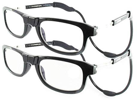 Loopies Lesebrille, magnetisch, Unisex, verstellbar, faltbar, Etui, Tuch, Schwarz ,