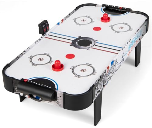 COSTWAY 42'' Air Hockey Spieltisch, Airhockey Tisch mit elektronischem LED-Punktezähler, Lufthockey Eishockey, Airhockeytisch Tischhockey mit 2 Pucks 2 Griffe, 2 Ziele, 106,5 x 53,5 x 30,5 cm