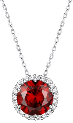 Bestyle Collana Argento 925 Collana Punto Luce Con Pietre Portafortuna Gennaio Granato, Confezione Regalo