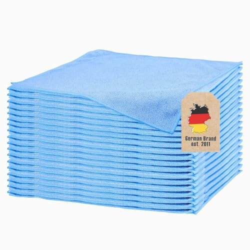 Intirilife 24x Mikrofasertuch in Blau - 32 x 32 cm - Universal Microfaser Putz Tücher Lappen Saugstark Reinigen ohne Kratzer Allzweck Tuch waschmaschinengeeignet