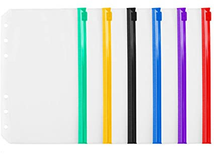 A6 Binder Taschen 12 Stück Kunststoff Binder Reißverschluss Ordner Wasserdicht 6 Löcher Bindertaschen Reißverschluss Mappe PVC Transparent Loseblatt Taschen für Notizbuch Dokument Budget Planner A6