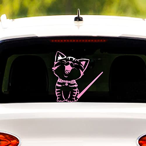 Iprokiu Lovely Cat Rear Wiper Sticker for Car Animal Pet Funny Cat Moving Tail Waving Wiper Sticker Rear Window Decal Waterproof Rear Windshield Wiper Decal Cat Car Sticker (Pink)