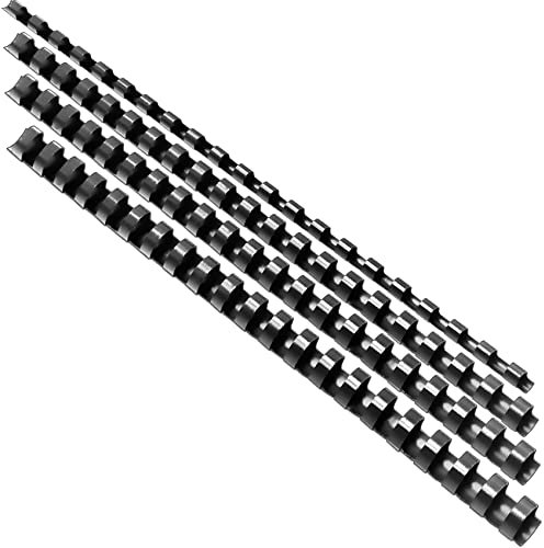 FOSHISY Plastikbinderücken in verschiedenen Größen, 21 Ringe, A4, 6 mm + 8 mm + 10 mm + 12 mm, 50 Stück, Schwarz