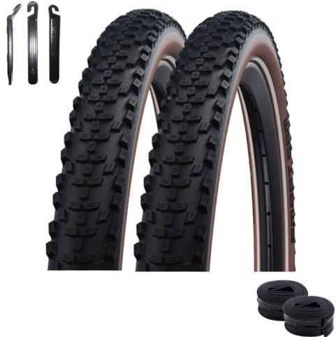 2 x Schwalbe Smart Sam Fahrradreifen Performance Bronze 57-622 (29 x 2,25) + 2 x DV19 Schläuche inkl. Reifenheber