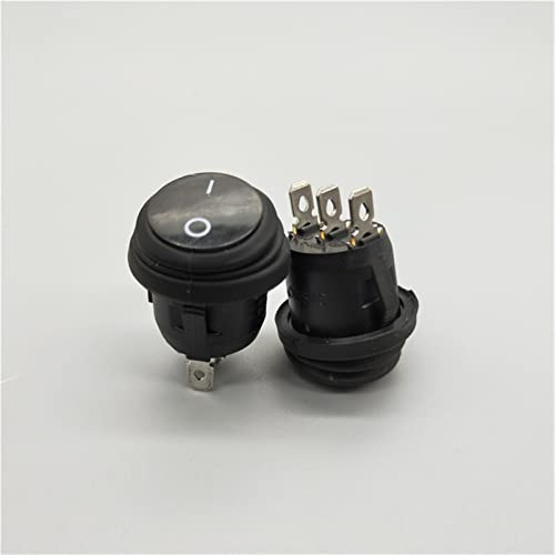 RFXCOM Interrupteur à Bascule 1 pièces KCD1-105N 2/3 Broches Marche/arrêt SPST Interrupteur à Bascule étanche Voiture Bateau lumière LED Interrupteur Rond (Color : Nero, Size : 220V)