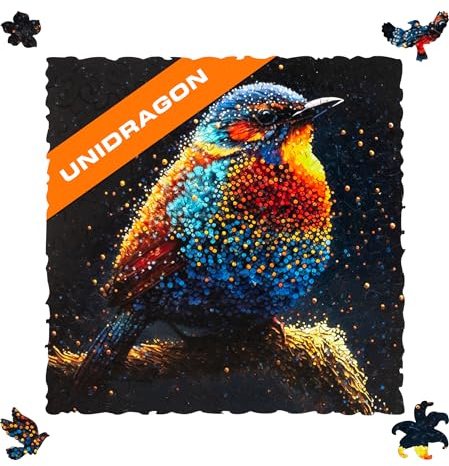 UNIDRAGON Original Holzpuzzle für Erwachsene — Pop Art Birdy 100 Stück 5.5 x 5.5 Zoll (14 x 14 cm), Schöne Geschenkbox, Einzigartige Form Erwachsene und