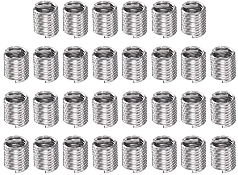sourcing map 30Stk Gewindeeinsatz 1/4-20 UNC 2D 12.7mm 304 Edelstahl Einschraubmutter Spirale Gewickelt Draht Gewinde Hülse