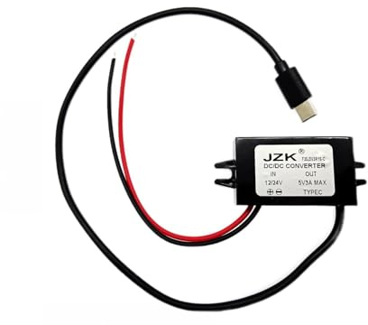JZK Auto Stromwandler 12V 24V auf 5V 3A Step Down Konverter Mit Typ C Adapter, 15W Buck-Konverter, Spannungsreduzierer Regler für Auto, LKW, Boot