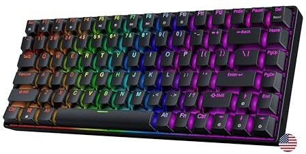 Geeky GK75 75% | Hot Swappable Teclado Mecánico de Juego | 84 Teclas Multicolor RGB LED Retroiluminado para Gaming PC/Mac | ANSI US Teclado Americano (Negro, Mechanical Blue)