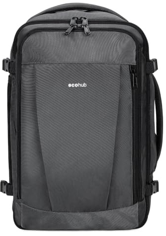 ECOHUB 30L Rucksack Handgepäck Flugzeug, Easyjet Handgepäck 45x36x20 Rucksack, Wasserdichter Recyceltes PET Reiserucksack, Groß Reisetasche Herren, Patent anhängig(Licht Grau)