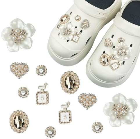 BSITSSS 12 Stück Perlen Schuhanstecker, DIY Bling Schuh Anstecker, Niedlich Schuh Dekoration, Schuhanhänger Diamante