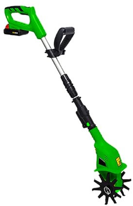 Motozappa A Batteria, Motozappa Elettrica Coltivatore Da Giardino Alimentato A Batteria 4 Larghezza E Profondità Di Lavorazione, Con Batteria 2ah E Caricabatterie Rapido 250 Giri/Min,Green