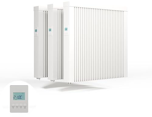 eVARMO 3x Areo Smart elektrische Heizung mit Schamottekern zur Wandmontage/Elektroheizkörper (Elektroofen) (1300 Watt)