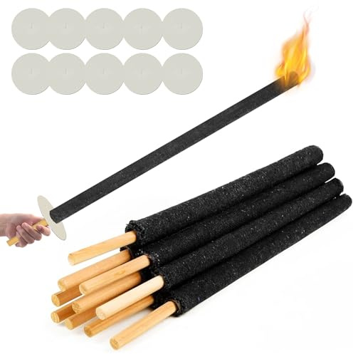 PEILU 10 Stück Wachsfackeln Set für Draußen Garten Fackeln mit Anti-Tropf-Wachspapierhüllen & Langem Griff Brennzeit 100 min Gartenfackeln Laternen für Wanderung Garten Hochzeit Outdoor Party