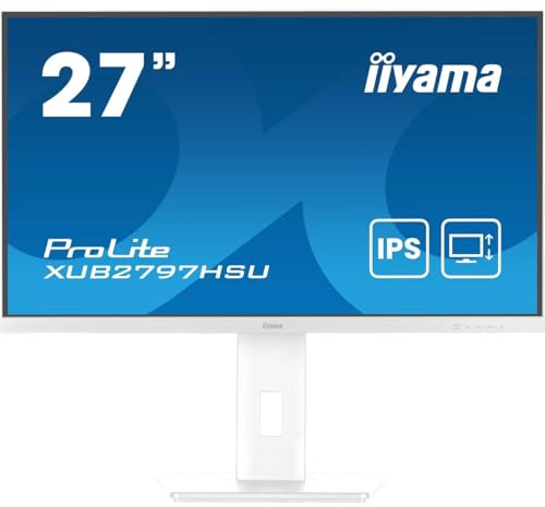 iiyama Prolite XUB2797HSU-W2 68,6cm 27 IPS LED-Monitor Full-HD 100Hz HDMI DP USB3.2 Höhenverstellung Pivot Adaptive Sync weiß