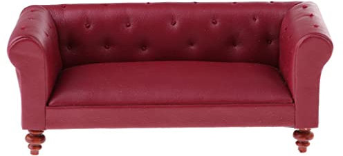 harayaa 1/12 Puppenmöbel Sofa für Dollhaus Dekoration, rot, # C