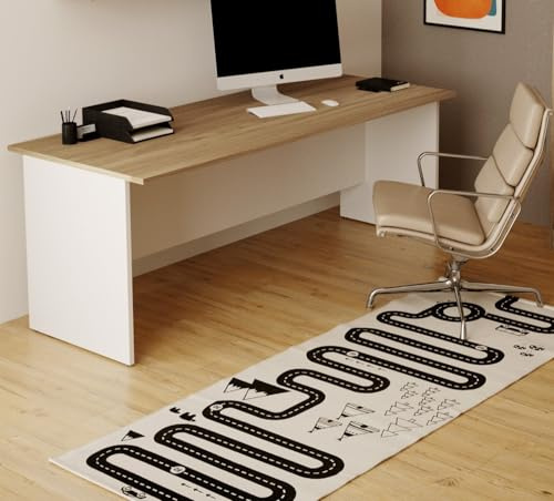 Linea Azzurra Scrivania Ufficio 160 Tavolo da Lavoro per Ufficio e Soggiorno Scrivania Computer Elegante e Facile da Montare H74 cm L160 P80 cm Made in Italy (Noce Naturale)