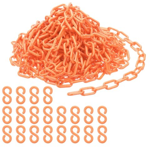 PATIKIL Absperrkette Kunststoff Kettenglieder, 45 Fuß Kunststoffkette, Orange Sicherheitsketten Große Warnkette für Warnsicherheit Menschenmengenkontrolle Warteschlangen Parkplätze Zäune