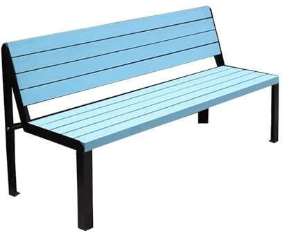 Gartenbank Wetterfest Rahmen Aus Aluminiumguss, Sitze Aus Korrosionsbeständigem Massivholz, Verstärkte Querstangen, Sitzbank Outdoor für Garten, Balkon, Terrasse(Blue)