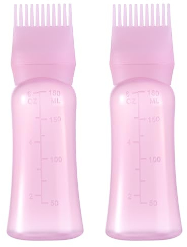Dymoece Haaröl Applikator 180ml 2 Stück Haarfärbebürste Flasche | Wurzelkamm-Applikatorflasche Haarfärbemittel Flasche Ölkamm Haarwerkzeuge Applikator für Hair Oiling Haar Colorationen