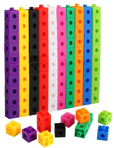 CRESZZLE Steckwürfel Mathe, 100 Stück Zahlenblocks für Rechnen, Lernspielzeug für Grundschule, Steckbausteine zur Förderung von Mathematikfähigkeiten, Würfelhaus Rechnen für Kinder.
