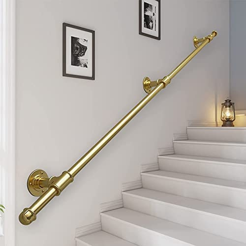 Main courante dorée vintage pour escaliers de 3,5 m en fer forgé et tube galvanisé pour balustrade de 0,3048 m durable et élégante décoration d'intérieur
