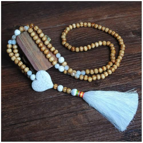 TMTGTS Perlenkette Lange Halskette mit Quasten Holz wulst Pullover Kette Bead Halsschmuck quaste Holzperlen halsketten halsschmuck Böhmische Hals Schmuck für Frauen Damen Mädchen Partei Party