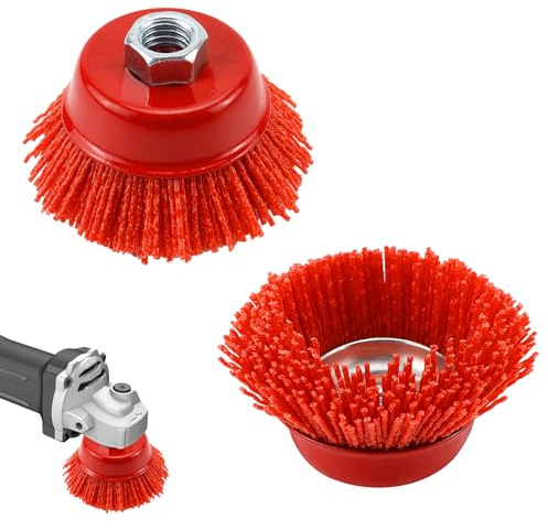 NCTNCX 2 StüCk Nylonbürste Winkelschleifer M14 TopfbüRste | Durchmesser 63,5 Mm,FüR Entgraten,Rosts Metallpolierreinigung,Lackentfernung