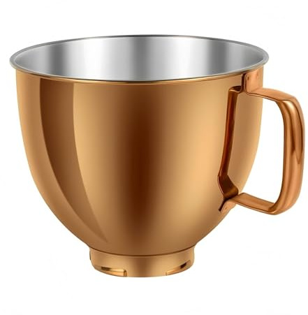 Neaxoyra 5 QT Stainless Steel Mixer Bowl ，Compatible For Kitchenaid Cassic 4.5QT And Artisan 5QT Series Tilt-Head Mixers(Copper Gold)