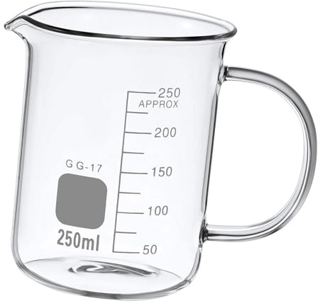 Glass Beaker Mug 250ml Measuring Cup for Laboratory and Kitchen