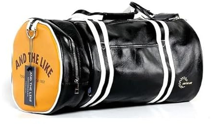 VELORE Sport-Turnbeutel für Damen und Herren, Schultertaschen mit Schuhen, Aufbewahrungstasche, Fitness, Training, wasserdicht, Leder, Reisetasche, Handtasche, Alltag, Schwarz / Gelb, Einheitsgröße