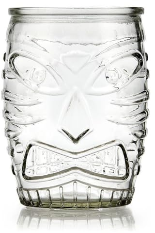 PEGANE Lot de 12 Verres à Cocktail TIKI gobelet Verres en Relief pour Cocktails Exotiques 47.3cl - 8x8x12m