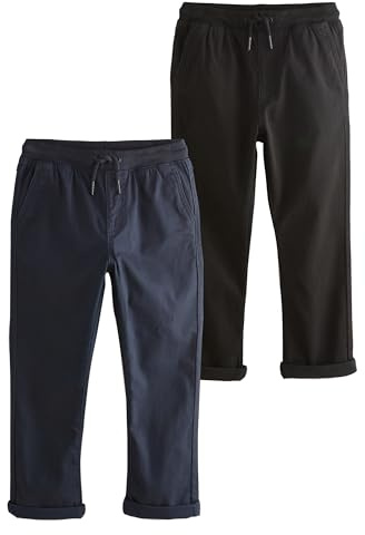 NEXT Garçon Pantalon Taille côtelé à Enfiler, Lot de 2 Black/Navy 5 Ans