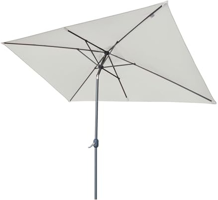 Ombrellone da giardino rettangolare da giardino con inclinazione e manovella, 6 stecche in acciaio, per tavolo da mercato e balcone, resistente alle intemperie, protezione dai raggi UV, 3 x 2,1 m