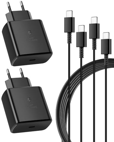 2Pack 25W Chargeur USB C for Charge Rapide Compatible avec Samsung S24/S24+/S24 Ultra /S23/S22/S21/S20 Te 20 /S10/S9/A73,Adaptateur Secteur Type C Mural Alimentation Prise,avec 2 Câbles de 2M