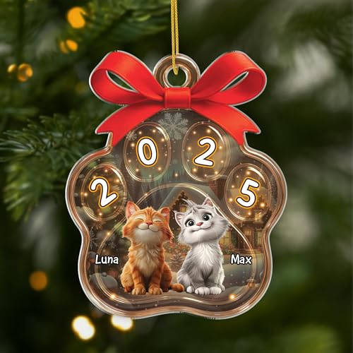 Geschenke Mall Personalisiertes Ornamente - Geschenkverpackung - Christbaumschmuck Katzen, personalisierte weihnachtsdeko, Katze, weihnachtskugeln Katzen (#2)