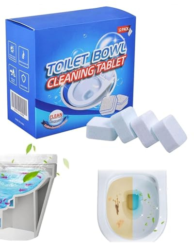 ZKUNL 12 PCS Pastiglie anticalcare per cassetta wc-Confezione da pastiglie per la pulizia del WC con bicarbonato di sodio – Detergente effervescente per WC per calcare