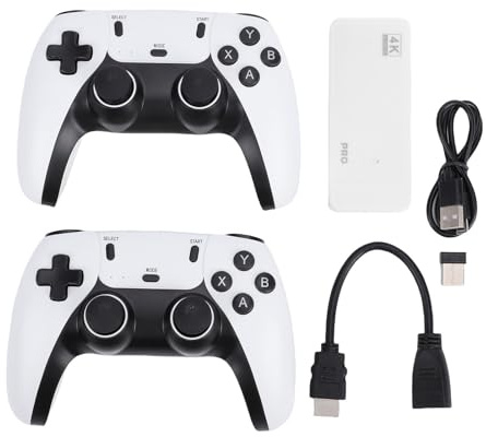 Generic Trådlös Retro Spelkonsol, Dubbla 2,4 G Trådlösa Kontroller, 4k HD-utgång, Ergonomiskt Grepp med Kompatibilitet med Flera Enheter och Spelförloppsbesparing för Spel för 2 Spelare (128G)