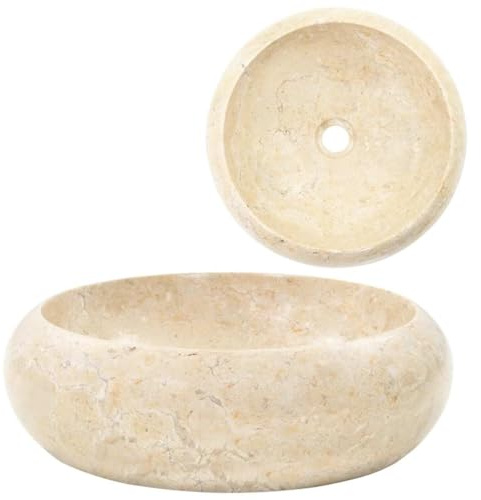 Mokuyard Lavabo in marmo Crema 40x12 cm Lavabo in marmo fuso imitazione pietra, varie dimensioni e colori, adatto per bagni