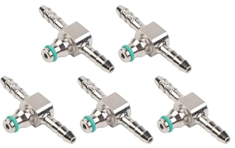 Wodsty Juego de 5 piezas de válvula de retención de conexión de retorno de aceite de tubo de inyector, conectores de 2 vías y 3 vías, compatible con inyectores Bosch 110 de riel común