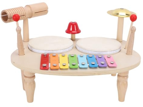 Naroote Ensemble de Batterie en Bois, Instruments de Percussion, Clapet de Xylophone avec Un Design coloré, Idéal pour Les Garçons, Les Filles et Jouet de Rythme éducatif