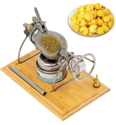 Mini Traditional Popcorn Maker Machine, Vintage Stainless Steel Machine With Manual Crank, Hand Popper For Home Theater Party Game Room(260ml)
