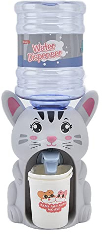 Mini dispensador de agua juguete simulación fuente para beber en forma de animal con efectos de luz de sonido para niños pequeños juego de rol plástico 170 g 2 tazas (gato grande y lindo)