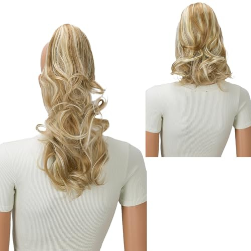 CAISHA 2in1 Zopf Haarteil Pferdeschwanz Butterflyclip Blond Mix H306