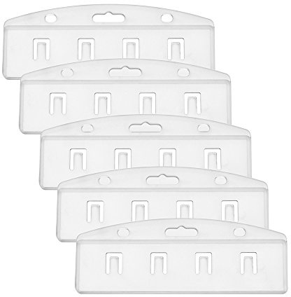 Outus 5 PCS Swipe Badge Holder Horizontal Half Card Frosted Rigid Clear Plastic ID Card Holder for Swiping ID Credit