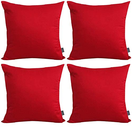 4 Pack Pillow cover,Cotton Comfortable Solid Decorative Throw Pillow Case Square Cushion Cover Pillowcase (Cover Only,No Insert)(18x18 inch/ 45x45cm, Red)