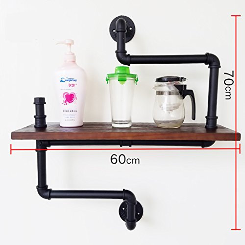 GJbgj Wandhalterung Regal Retro Regal Plumbing Rack Küche Bracket Iron Pipe Plank LOFT Wanddekoration Wandregale (größe : 70 * 60cmB)