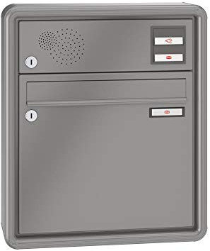 RENZ / RS2000 / Aufputz-Briefkastenanlage Wand-Briefkasten/RAL-Farbe 9007 Volumen 12 L/Sprechsieb Oben/Dein-Briefkasten.de