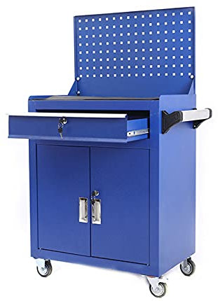 2-Schublade Rollende Werkzeugkiste, Werkzeugschrank, Werkzeugkasten mit 4 Rädern, Tragbare Top-Box mit Schloss Werkzeugkasten für Garage und Werkbank (Blau) (Color : Style 1, Size : 1.0mm Thick)