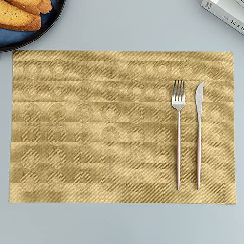 Tovagliette Americana Geometria Dorata Tovagliette Colazione PVC Tovagliette Americana Plastica Lavabili Antiscivolo Sottopiatti Resistente Al Calore Sotto Piatti Da Tavola 30x45cm 8 Pcs